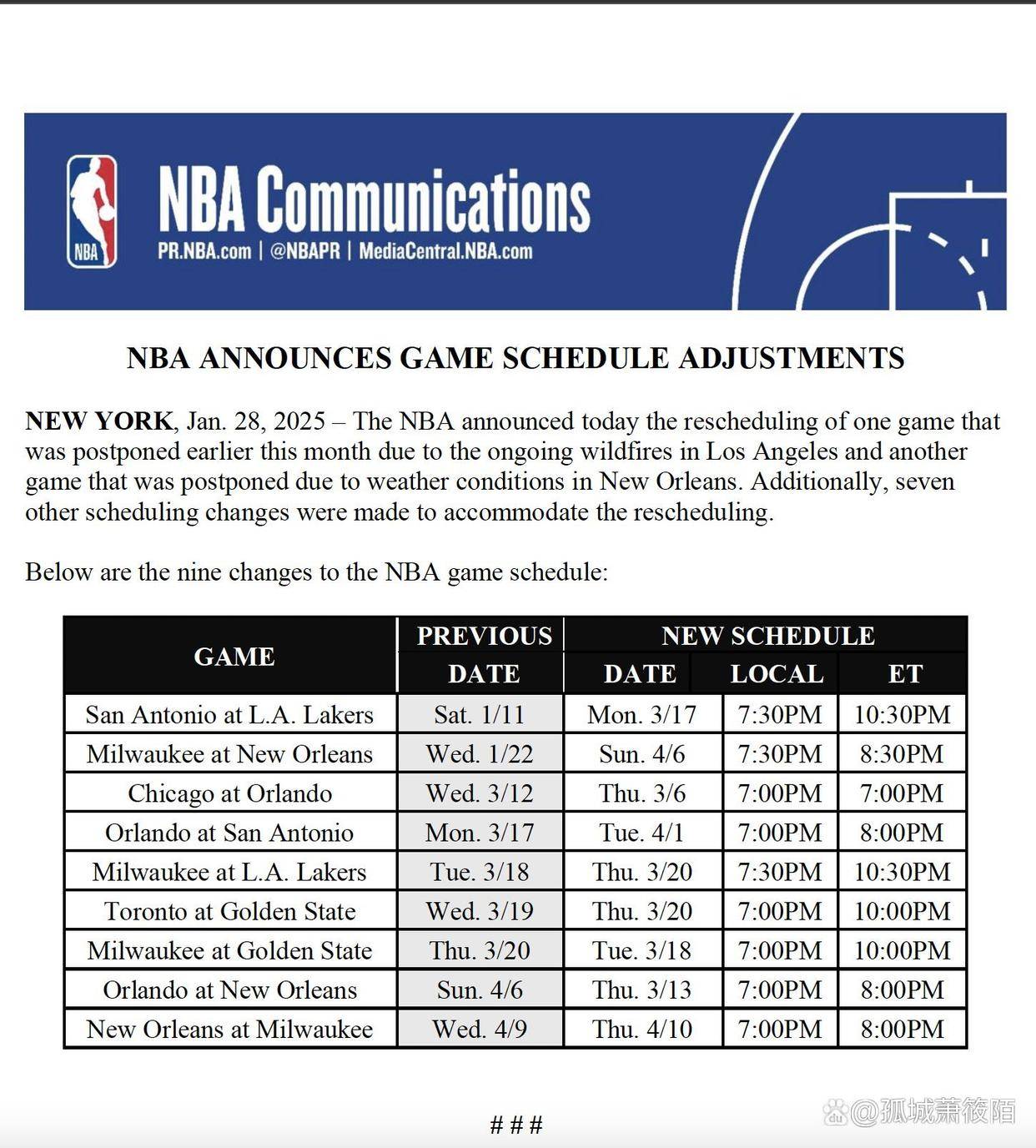 NBA常规赛赛程公布热门球队对决看点的简单介绍